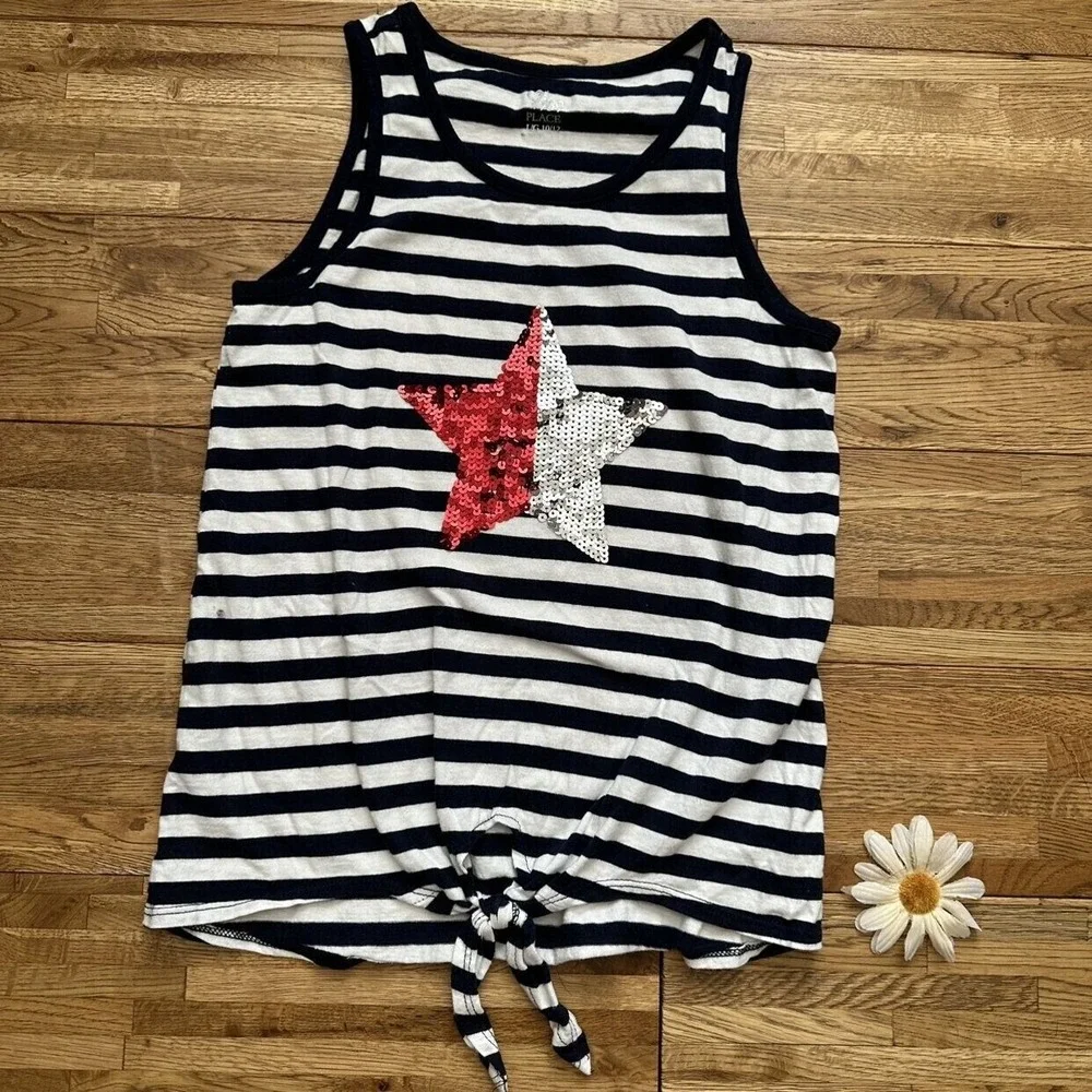 Children's Place‎ Striped Tank Top With Sequin Star Size 10/12